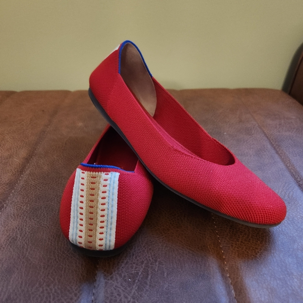 Like new! Rothy's Square Toe Flats | Red